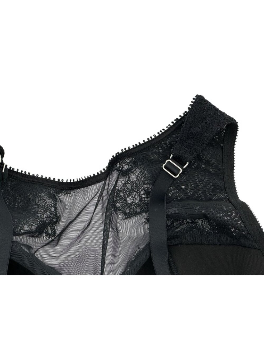 Victoria's Secret Lace Padded Longline Demi Bralette Size 38D Black Floral Mesh - Picture 6 of 12